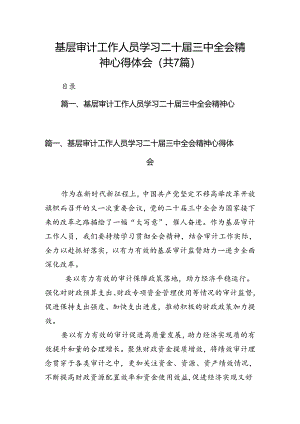 基层审计工作人员学习二十届三中全会精神心得体会（共7篇）.docx