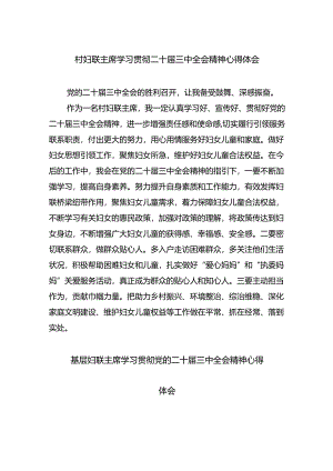村妇联主席学习贯彻二十届三中全会精神心得体会（共四篇）.docx