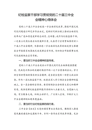 纪检监察干部学习贯彻党的二十届三中全会精神心得体会.docx