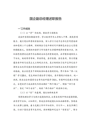 国企副总经理述职报告.docx