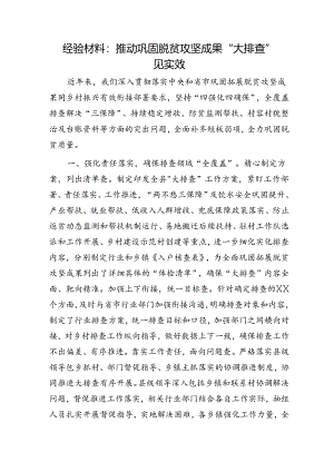 经验总结：推动巩固脱贫攻坚成果“大排查”见实效.docx