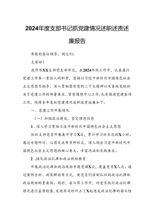 2024年度支部书记抓党建情况述职述责述廉报告.docx