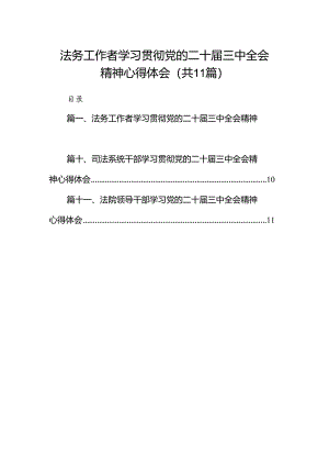 （11篇）法务工作者学习贯彻党的二十届三中全会精神心得体会范文.docx