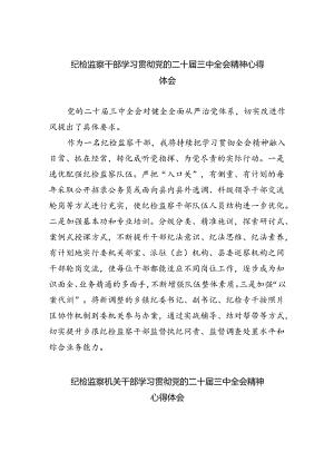 纪检监察干部学习贯彻党的二十届三中全会精神心得体会(精选八篇).docx