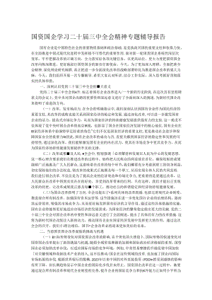 国资国企学习二十届三中全会精神专题辅导报告.docx