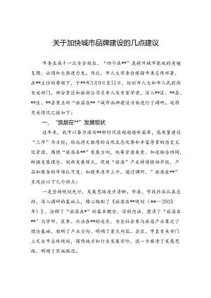 关于加快城市品牌建设的几点建议.docx