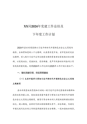 XX局2024年党建工作总结及下年度工作计划.docx