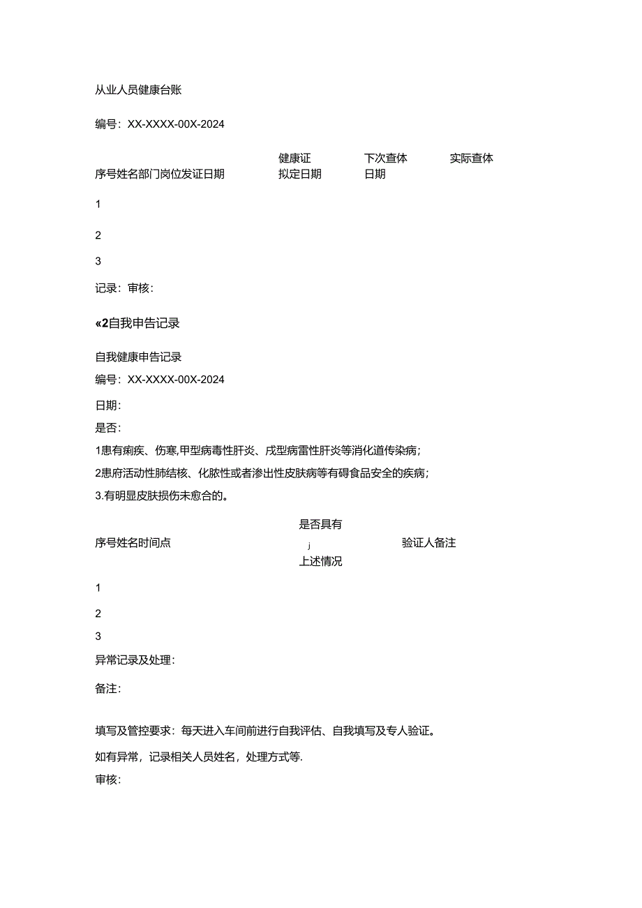 食品企业从业人员健康管理制度及相关表格.docx_第3页