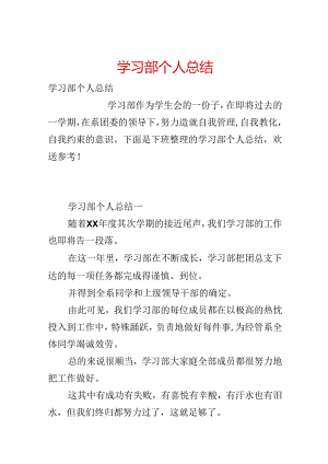 学习部个人总结.docx