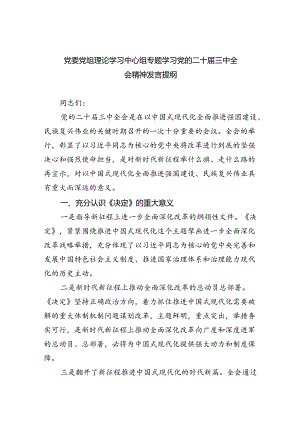 （8篇）党委党组理论学习中心组专题学习党的二十届三中全会精神发言提纲优选.docx
