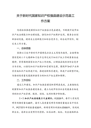 关于新时代国家知识产权强县建设示范县工作方案.docx