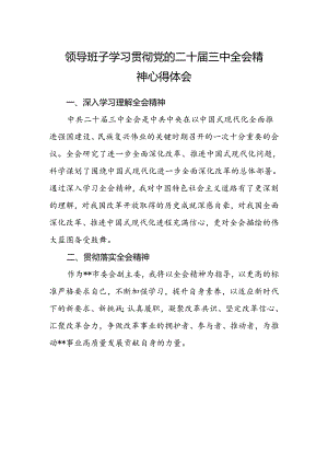 领导班子学习贯彻党的二十届三中全会精神心得体会.docx
