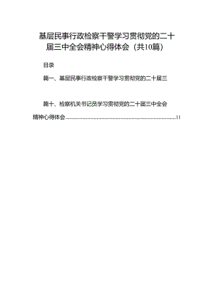 基层民事行政检察干警学习贯彻党的二十届三中全会精神心得体会十篇（精选）.docx