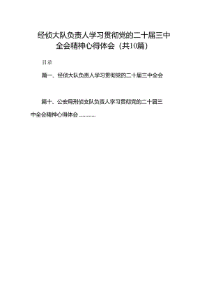 经侦大队负责人学习贯彻党的二十届三中全会精神心得体会10篇（详细版）.docx