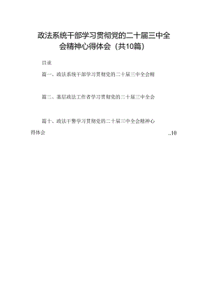 （10篇）政法系统干部学习贯彻党的二十届三中全会精神心得体会集合.docx