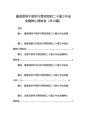 （10篇）基层领导干部学习贯彻党的二十届三中全会精神心得体会范文.docx