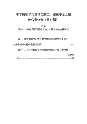（11篇）中学教师学习贯彻党的二十届三中全会精神心得体会（详细版）.docx