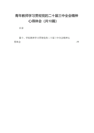 青年教师学习贯彻党的二十届三中全会精神心得体会(10篇集合).docx