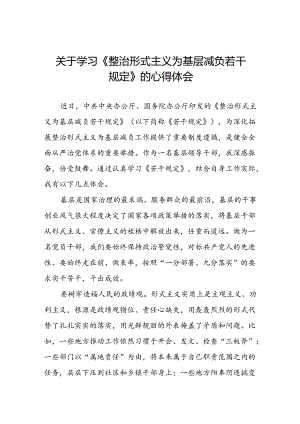 2024年机关干部关于学习整治形式主义为基层减负若干规定的心得体会四篇.docx