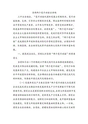 坚持两个毫不动摇宣讲稿.docx