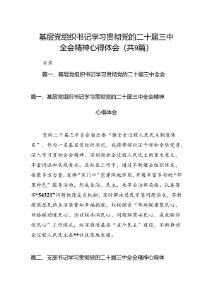 (9篇)基层党组织书记学习贯彻党的二十届三中全会精神心得体会汇编.docx