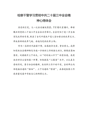 检察干警学习贯彻中共二十届三中全会精神心得体会.docx