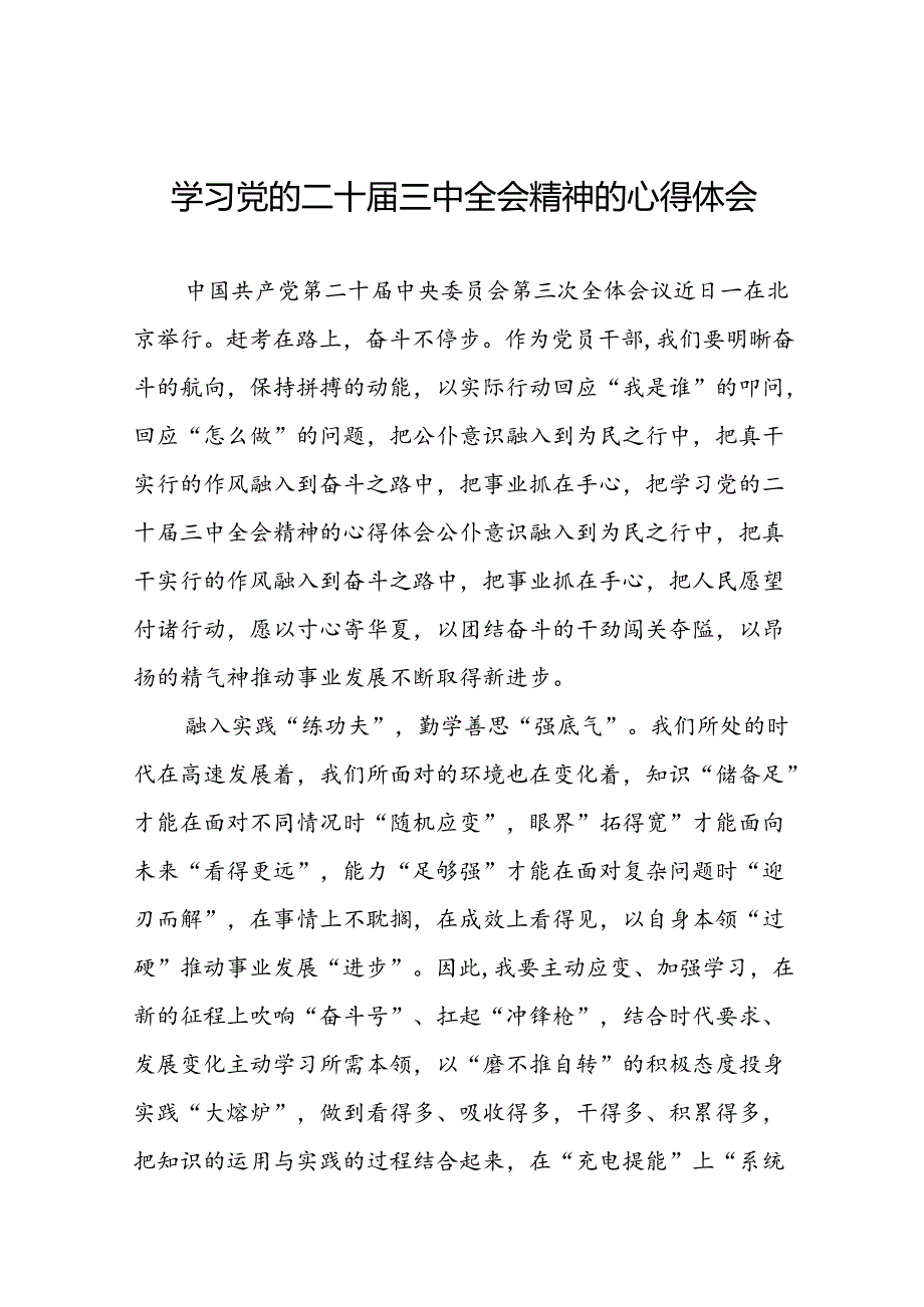 2024党员学习贯彻党的二十届三中全会精神心得体会十四篇.docx_第1页