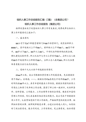 组织人事工作总结报告汇编（2篇）（含集团公司）.docx
