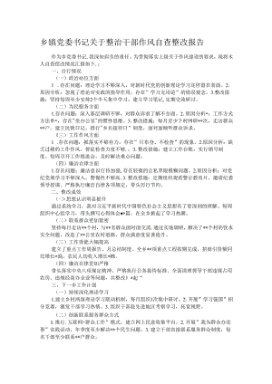 乡镇党委书记关于整治干部作风自查整改报告.docx