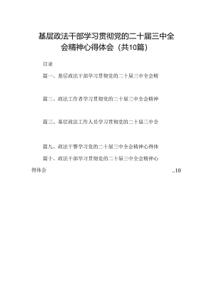 （10篇）基层政法干部学习贯彻党的二十届三中全会精神心得体会模板.docx