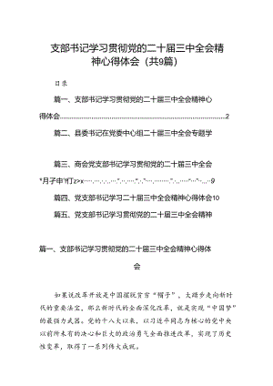 (9篇)支部书记学习贯彻党的二十届三中全会精神心得体会参考范文.docx