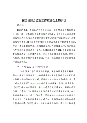 在全县财会监督工作推进会上的讲话.docx