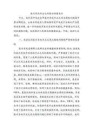 医疗系统不正之风整治部署发言.docx