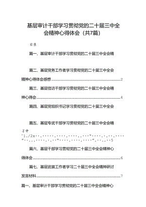 基层审计干部学习贯彻党的二十届三中全会精神心得体会7篇（精选版）.docx