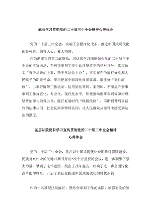 （11篇）庭长学习贯彻党的二十届三中全会精神心得体会（精选）.docx