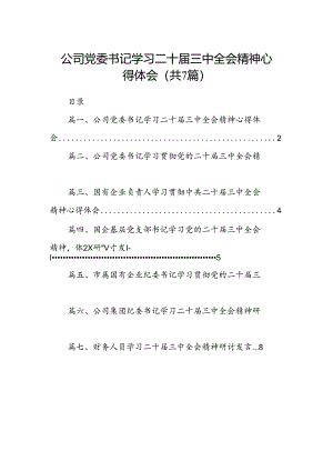 公司党委书记学习二十届三中全会精神心得体会7篇（详细版）.docx