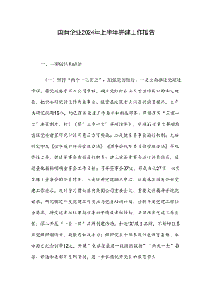 国有企业2024年上半年党建工作报告.docx