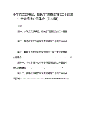 小学党支部书记、校长学习贯彻党的二十届三中全会精神心得体会12篇供参考.docx