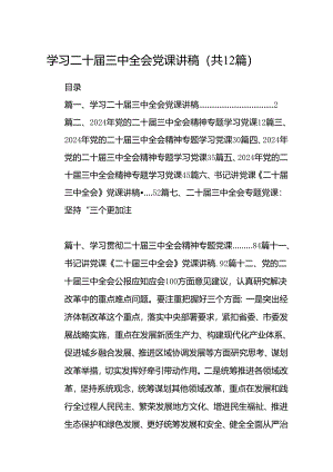 （12篇）学习二十届三中全会党课讲稿集锦.docx