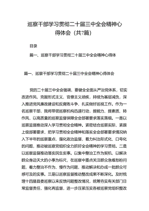 巡察干部学习贯彻二十届三中全会精神心得体会（共7篇）.docx
