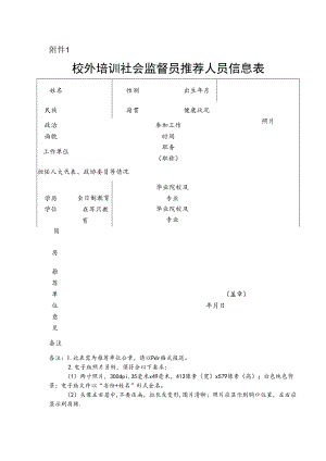 校外培训社会监督员推荐人员信息表.docx