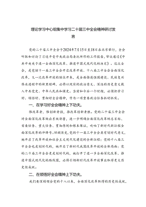 理论学习中心组集中学习二十届三中全会精神研讨发言（合计5份）.docx