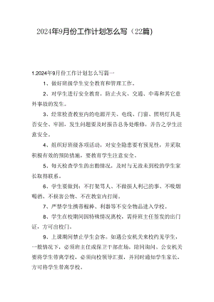 2024年9月份工作计划怎么写（22篇）.docx