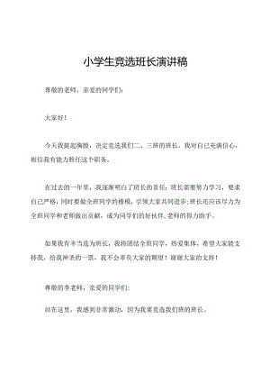 小学生竞选班长演讲稿.docx