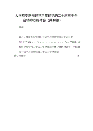 大学党委副书记学习贯彻党的二十届三中全会精神心得体会（共10篇）.docx