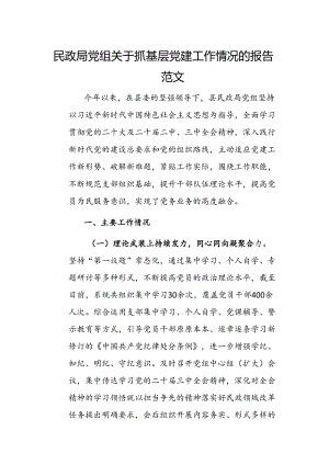 民政局党组关于抓基层党建工作情况的报告范文.docx