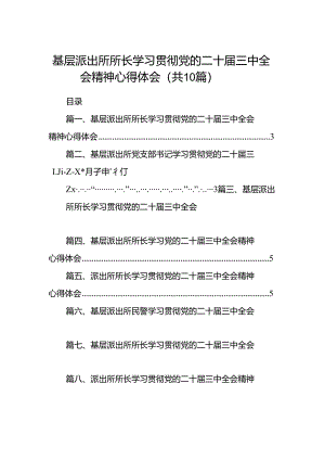 （10篇）基层派出所所长学习贯彻党的二十届三中全会精神心得体会优选资料.docx