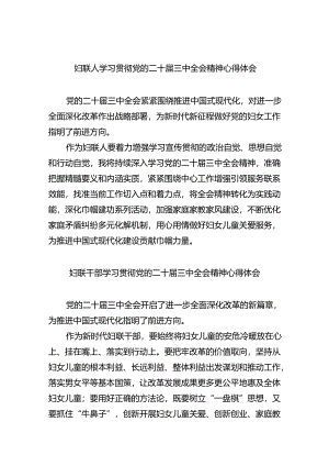妇联人学习贯彻党的二十届三中全会精神心得体会5篇（精选版）.docx