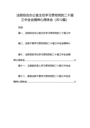 法院综合办公室主任学习贯彻党的二十届三中全会精神心得体会12篇（详细版）.docx