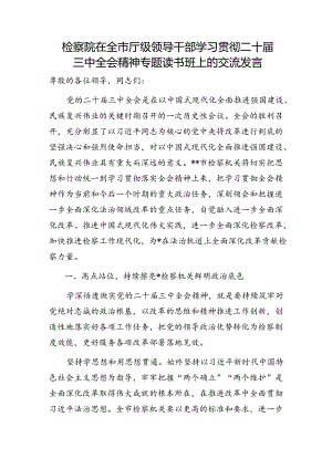 检察院在全市厅级领导干部学习贯彻二十届三中全会精神专题读书班上的交流发言.docx